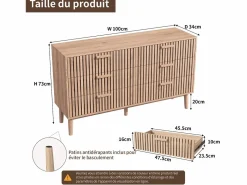 Online Cómoda de dormitorio de madera y ratán con 6 cajones, mueble de almacenaje multifuncional, armario de madera natural con cajones. Cómoda