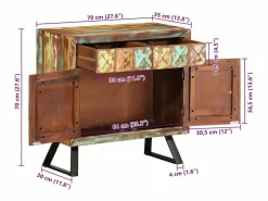 vidaxl Cómoda de madera maciza reciclada 70x35x70 cm