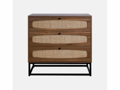 Sweeek Cómoda de madera y caña, 3 cajones natural Marru00f3n
