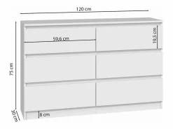 SELSEY Cómoda de seis cajones - 120 cm - - MALWA Blanco