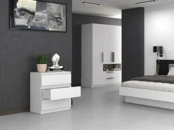 Outlet SELSEY Cómoda de tres cajones - 70 cm - - MALWA Blanco