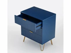 Cómoda de tres cajones, mueble de almacenaje, con tiradores dorados, mesita de noche, 60 x 40 x 70 cm, color