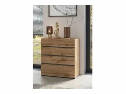 Clearance Cómoda HAVANA en roble y negro – 4 cajones – Estilo natural y almacenamiento moderno Cómoda