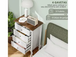 Hot Homcom Cómoda Kiwita 4 cajones 98,5x60x40 cm Blanco