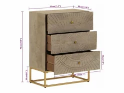 Best vidaxl Cómoda madera maciza de mango y hierro 55x30x76 cm Color natural claro