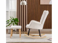 Merax Cómoda mecedora - 65 x 82 x 94 cm - con reposacabezas + reposapiés - madera -
