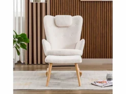 Merax Cómoda mecedora - 65 x 82 x 94 cm - con reposacabezas + reposapiés - madera -