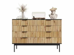 New Cómoda moderna de 8 cajones - 120 x 39,5 x 80 cm - para salón/comedor/pasillo - MDF - + natural Cómoda