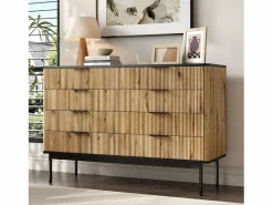 New Cómoda moderna de 8 cajones - 120 x 39,5 x 80 cm - para salón/comedor/pasillo - MDF - + natural Cómoda