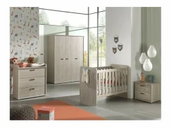 Clearance Meublorama Cómoda para bebé robusta con cambiador integrado color roble claro colección DANY. Marru00f3n