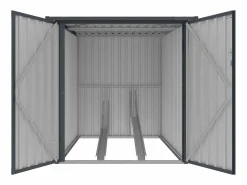 EXPERTLAND Cobertizo de bicicletas de acero galvanizado con efecto madera de 2,8 m² para 2 bicicletas - NIKI