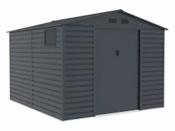 New Cobertizo de jardín de acero galvanizado antracita 8,94 m² ADELMO Caseta De Jardín