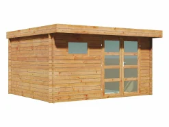 EXPERTLAND Cobertizo de jardín de madera tratada con autoclave y techo plano 13m² esp. 28 mm CORALIO