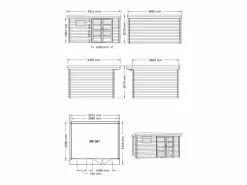 EXPERTLAND Cobertizo de jardín de madera tratada con autoclave y techo plano 13m² esp. 28 mm CORALIO