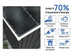 Sale Habitat et jardin Cobertizo de jardín metálico - "Vegas" - 12,98 m² con paneles solares Gris