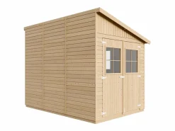 Discount Timbela Cobertizo de madera sin pared lateral con suelo tratado - 6.1 m² - M339A+M339G Color natural claro