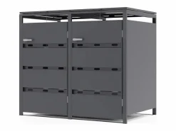 EXPERTLAND Cobertizo para basura acero galvanizado 2 cubos 132x80x116 240L LOKAFA