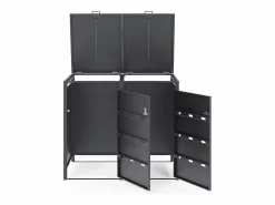 EXPERTLAND Cobertizo para basura acero galvanizado 2 cubos 132x80x116 240L LOKAFA