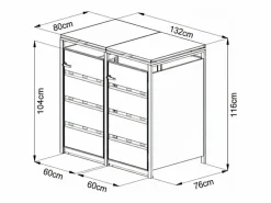 EXPERTLAND Cobertizo para basura acero galvanizado 2 cubos 132x80x116 240L LOKAFA