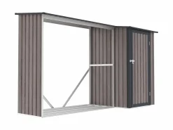 Discount Cobertizo para la leña de metal de acero con remise 3,49 m3 2 estéreos Ancho 302 x Prof. 119 x Alt. 190 cm DORWOOD Caseta De Jardín