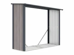EXPERTLAND Cobertizo para leña de acero efecto madera 4,9 estéreos 242 x 89 x 190 cm WINWOOD