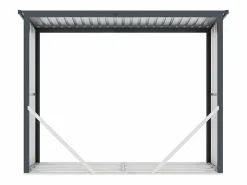 EXPERTLAND Cobertizo para leña de acero efecto madera 4,9 estéreos 242 x 89 x 190 cm WINWOOD