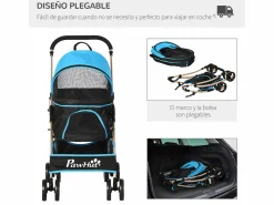 New Cochecito para mascotas 82x49.5x98 cm Transportín De Paseo Para Animales