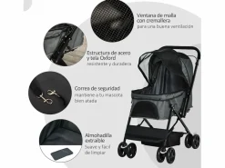 Hot Cochecito para mascotas 76.5x52x95 cm Transportín De Paseo Para Animales