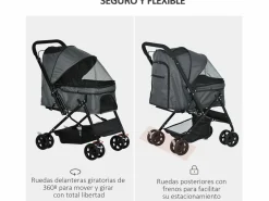Hot Cochecito para mascotas 76.5x52x95 cm Transportín De Paseo Para Animales