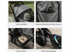 Hot Cochecito para mascotas 76.5x52x95 cm Transportín De Paseo Para Animales