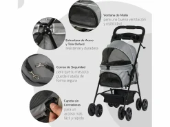 PawHut Cochecito para mascotas 67x45x96 cm
