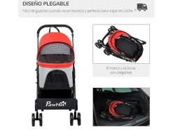 PawHut Cochecito para mascotas 82x49.5x98 cm