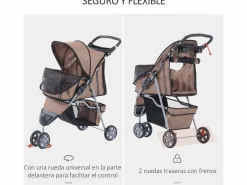 Sale PawHut Cochecito para perro y gato café 75x45x97 cm Marru00f3n