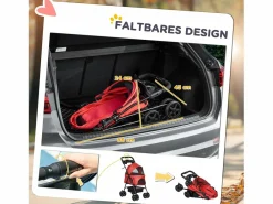 Cochecito plegable para perros pequeños y gatos, tela Oxford, , con ruedas giratorias y cesta de almacenamiento (67 x 45 x 96 cm)