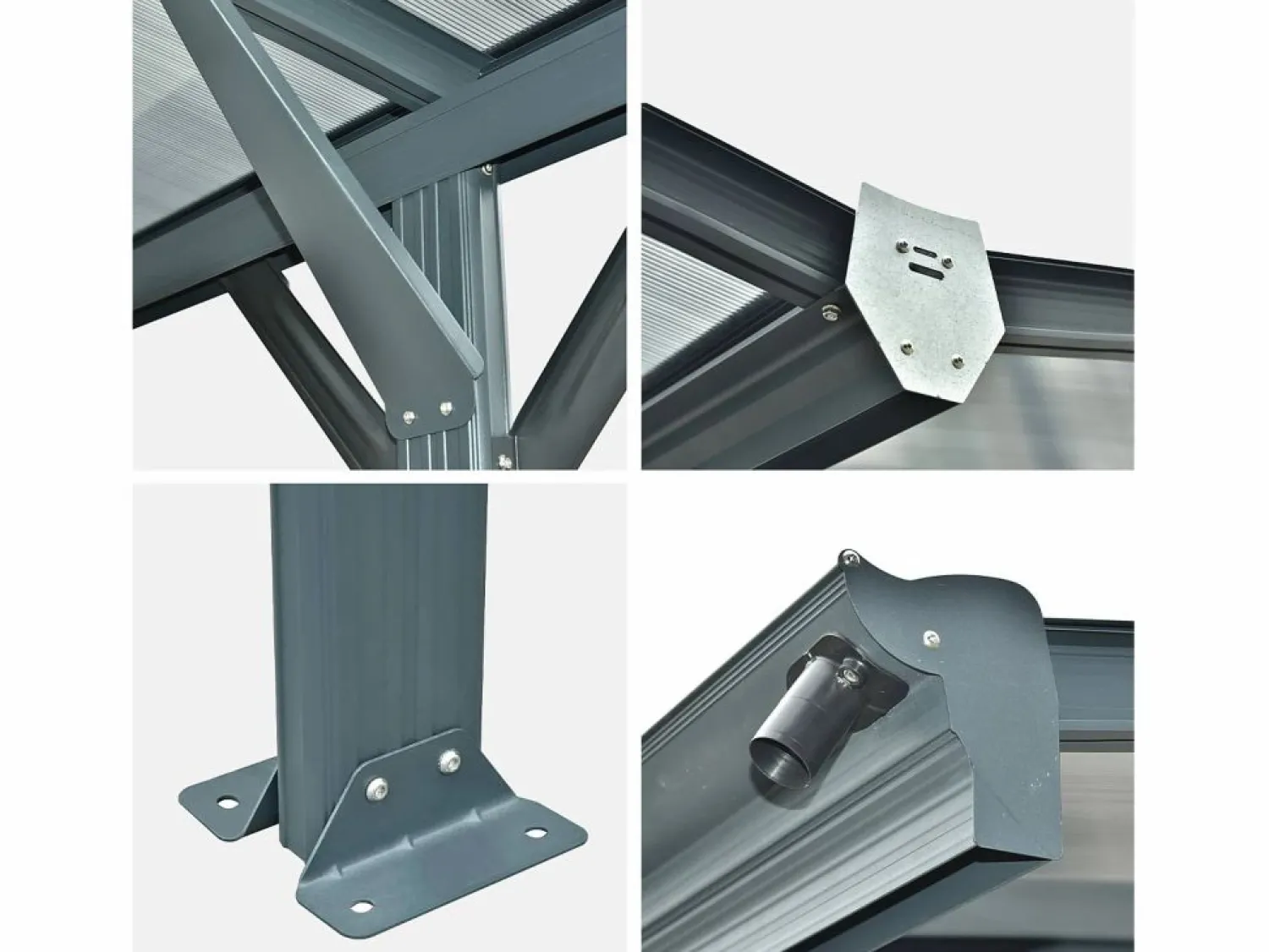 New Sweeek Cochera con extensión de aluminio y policarbonato 30m² antracita Gris antracita