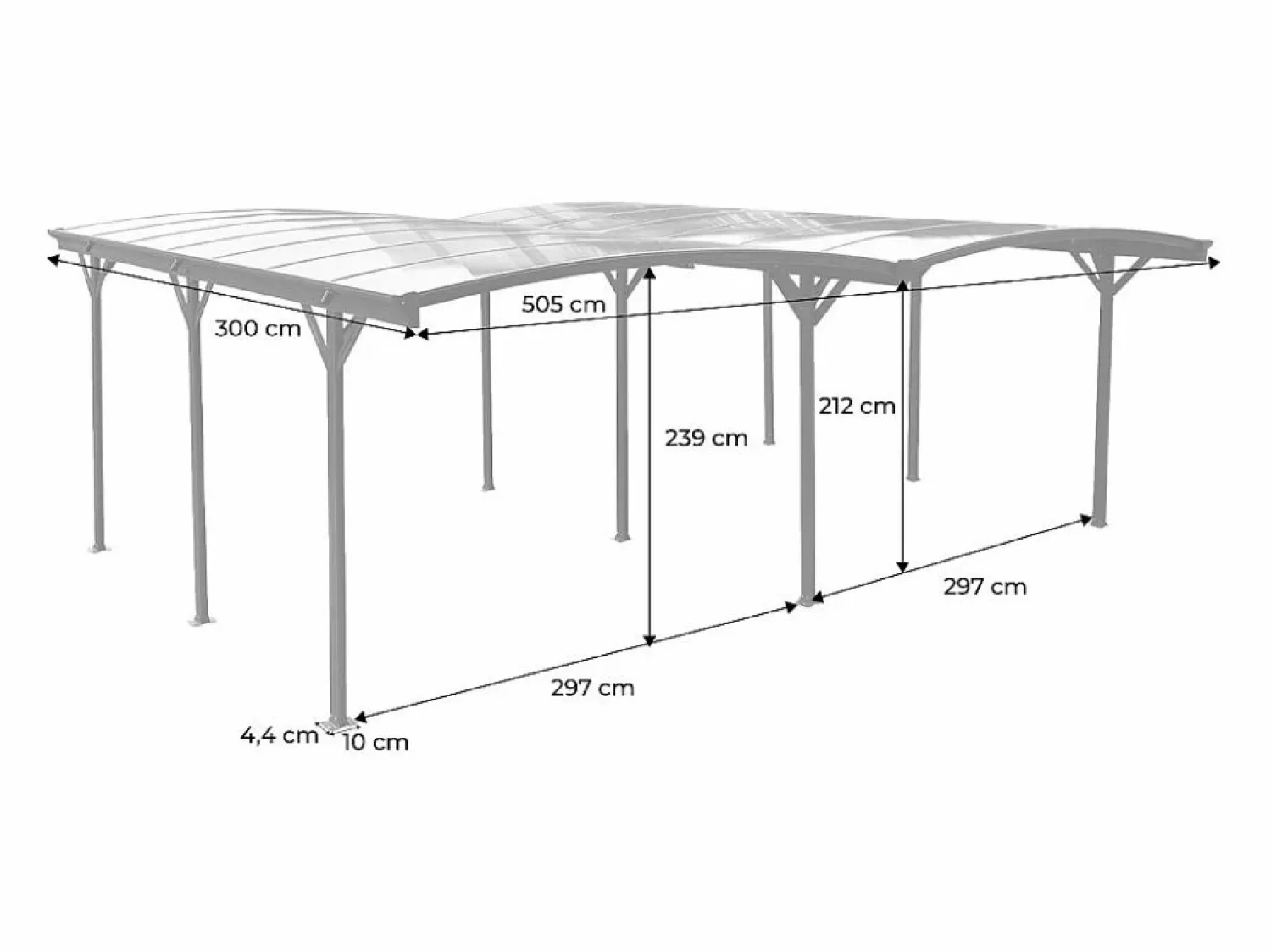 New Sweeek Cochera con extensión de aluminio y policarbonato 30m² antracita Gris antracita