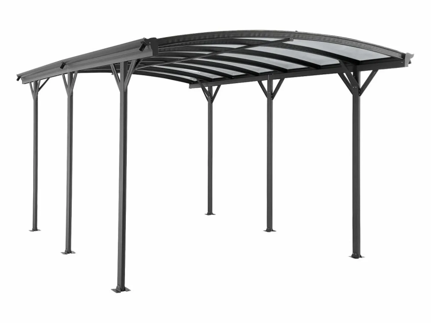 New EXPERTLAND Cochera de aluminio autoportante para coche - 1 coche - 15,15 m² - - BARESA Gris antracita