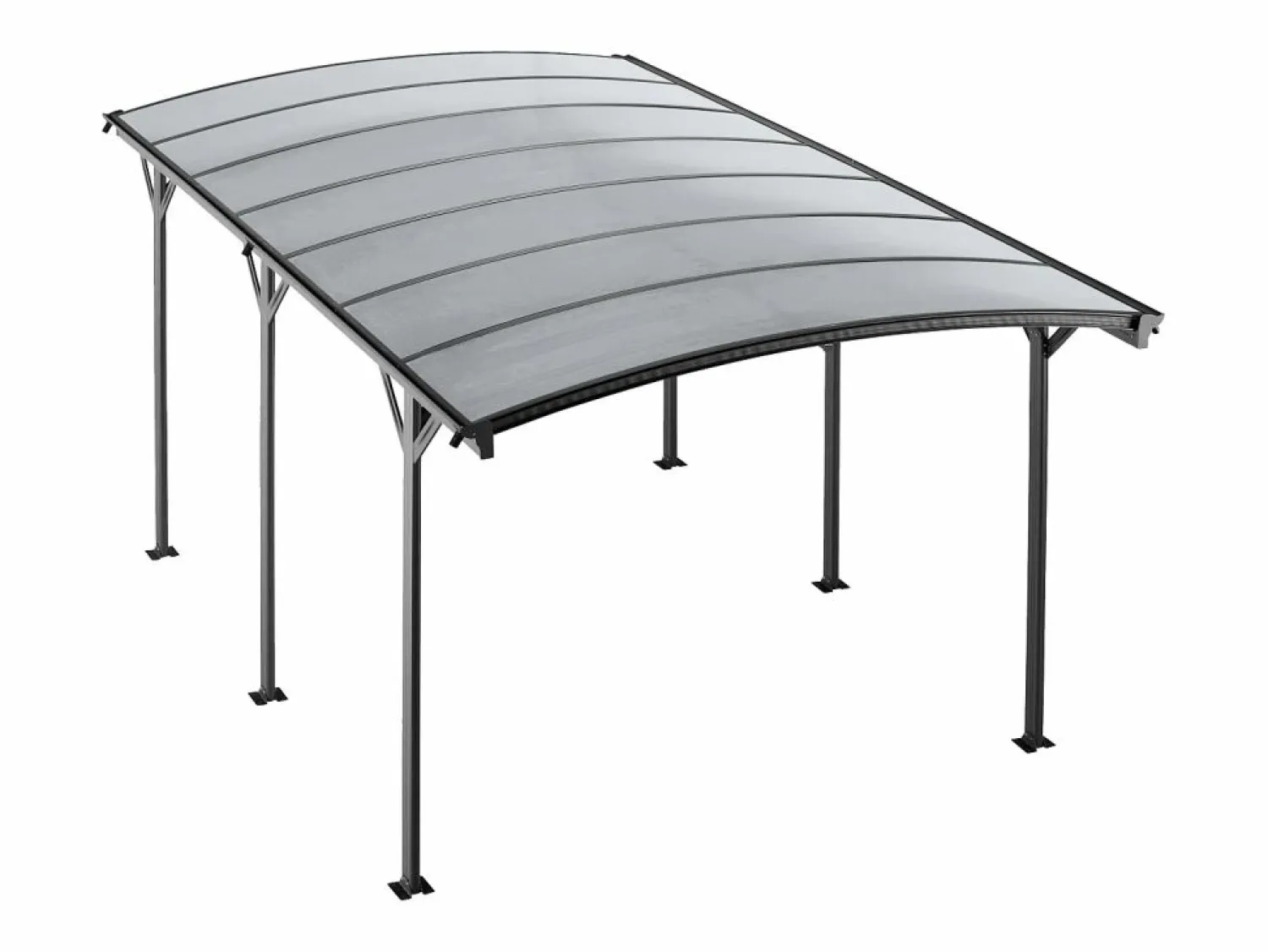 New EXPERTLAND Cochera de aluminio autoportante para coche - 1 coche - 15,15 m² - - BARESA Gris antracita