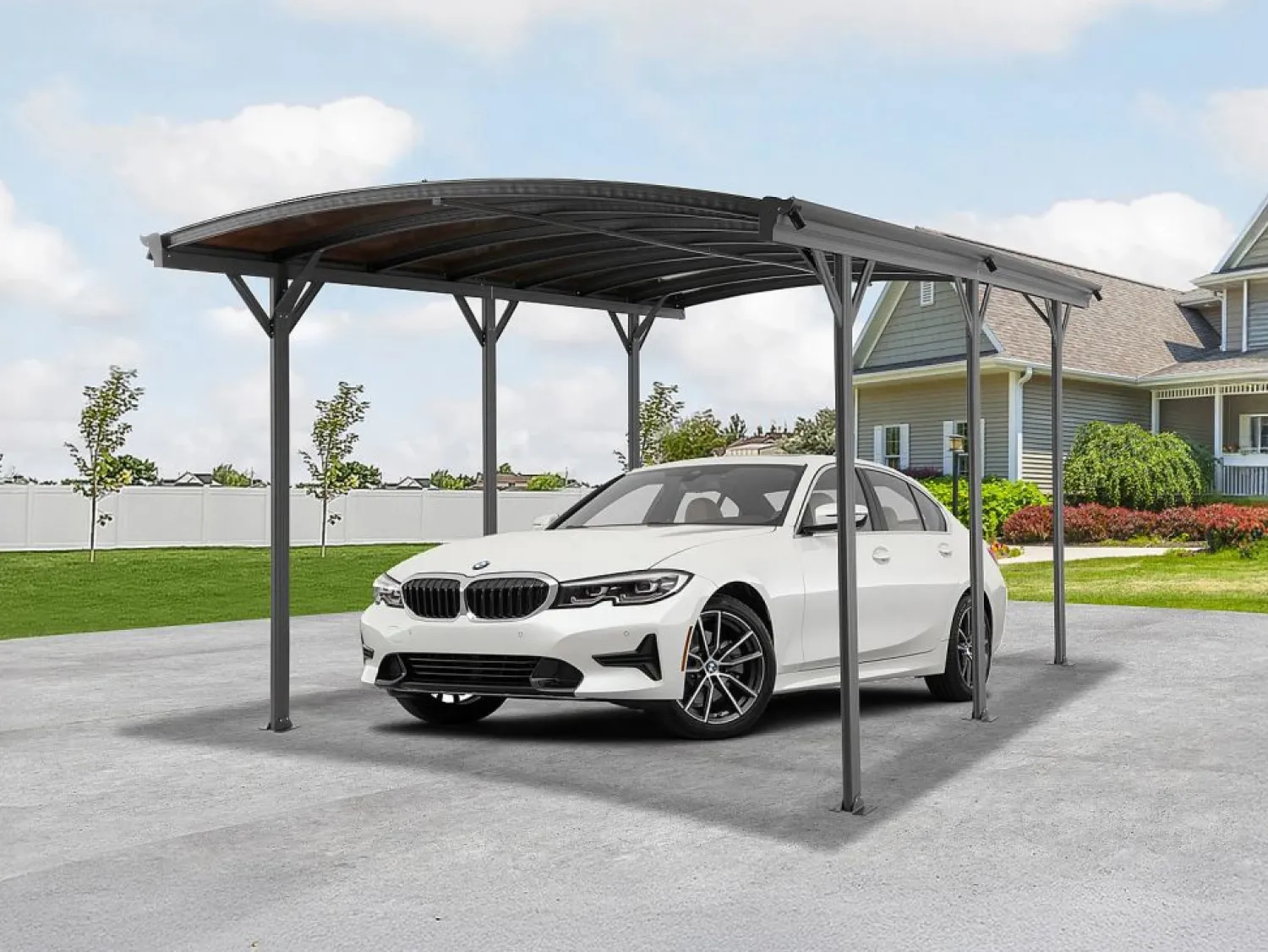 New EXPERTLAND Cochera de aluminio autoportante para coche - 1 coche - 15,15 m² - - BARESA Gris antracita
