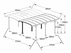 Outlet Cochera doble de aluminio para coches - 2 plazas - 30 m² - - BARESA Cochera