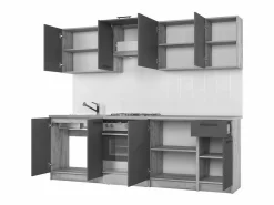 Outlet MSO Cocina blanca con encimera de roble RUSTICA Blanco