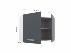Best Vente-unique Cocina completa - 180 cm - 6 estantes - Blanco y gris - TRATTORIA Gris / Blanco