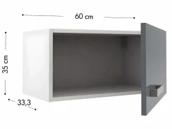 Best Vente-unique Cocina completa - 180 cm - 6 estantes - Blanco y gris - TRATTORIA Gris / Blanco