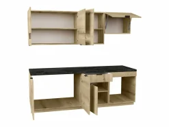 Vente-unique Cocina completa - 200 cm - 6 muebles de almacenamiento - Natural y Antracita - CARMEO