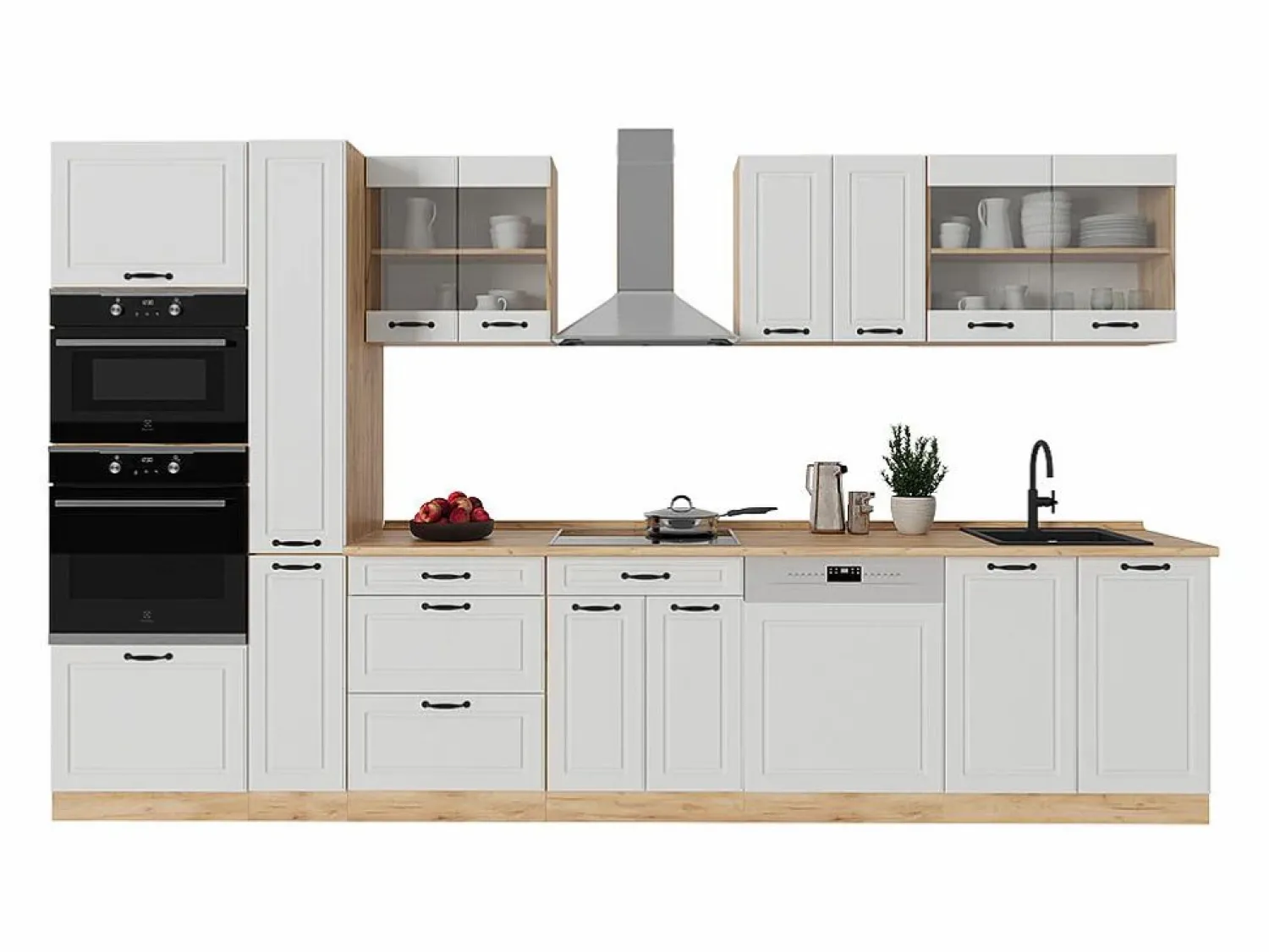 Outlet Vicco Cocina completa casa de campo blanca/roble dorado 350x60x81.6 r-line Blanco