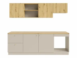 Online Vente-unique Cocina completa - Con encimera 242 cm - Beige y Natural claro - YORINA Beige / Color natural claro