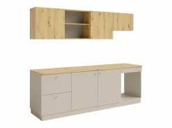 Online Vente-unique Cocina completa - Con encimera 242 cm - Beige y Natural claro - YORINA Beige / Color natural claro