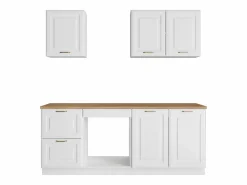 Vente-unique Cocina completa - Con encimera de 200 cm - Blanca y natural - CELOMIA
