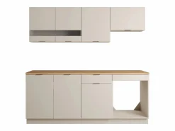 Vente-unique Cocina completa - Con encimera de 200 cm - Beige y Natural - CARMEO
