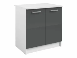 Sale Vente-unique Cocina completa - Con encimera 240 cm - Gris brillante y Blanco - TRATTORIA Gris / Blanco